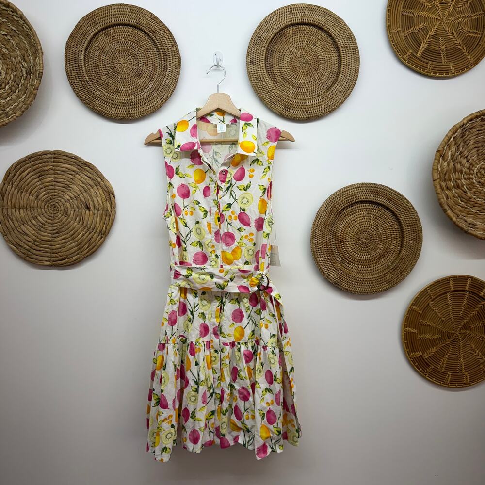 NEW Cynthia Rowley Fruit Print Linen Mini Dress 8